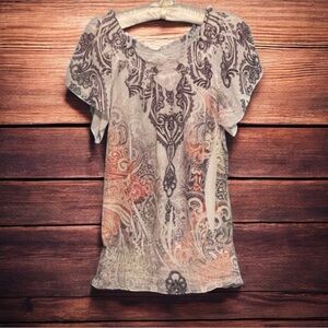 CATO SEMI SHEER PAISLEY BLOUSE SIZE SMALL